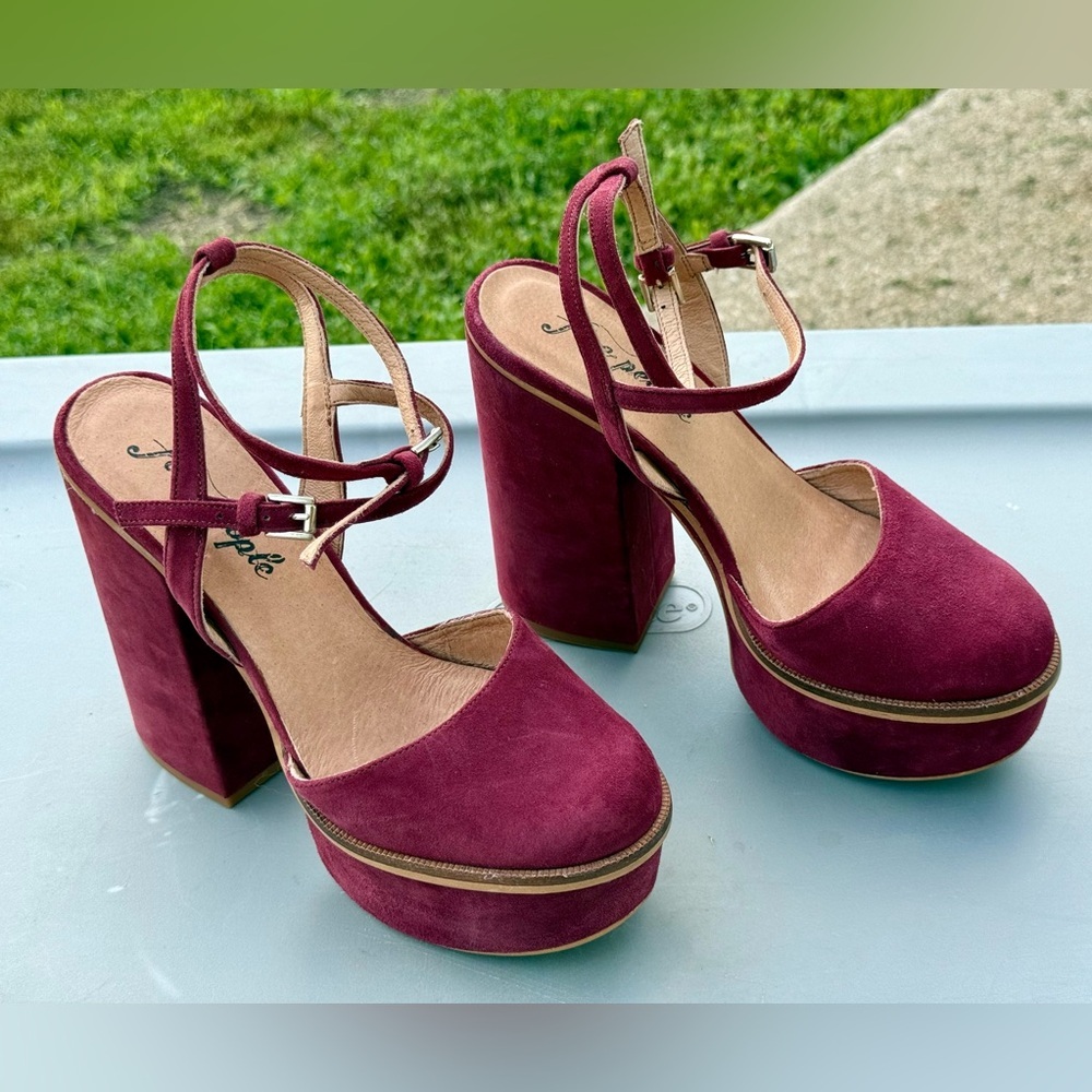 ⛵️Free People Velvet Remi Double Strap Platform Heels - Picture 6 of 16